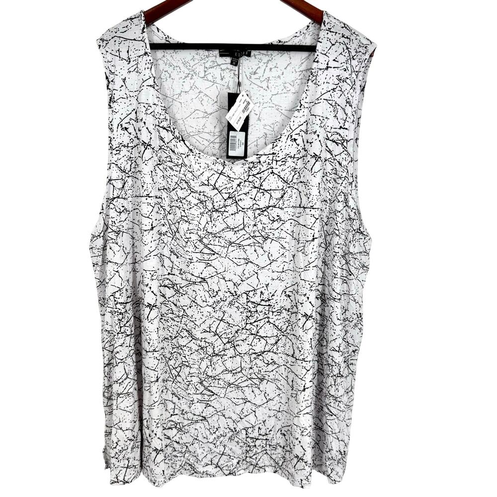 NEW NWT KOZAN Plus Size 3X Wearable Art Tank Blouse Shirt Top Artsy Abstract